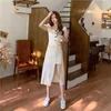 French Elegant Dress Women Autumn Casual Gothic Square Collar Puff Sleeve Chic Vintage Party Korean 210529