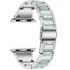 Smycken diamantmetallband för Apple Watch Bands 44mm 42mm 40mm 38mm Resin Armband Women Watchband Iwatch Series 6 5 4 SE Wristbands Smart Tillbehör