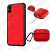 Conjunto luxuoso de 2 peças de capas de telefone protetor de fone de ouvido para iPhone 15 14 13 12 Pro Max 11 X XS XR XSMax Mobile Shell PU Couro Airpods 3ª Geração Novos Air Pods Pro 2 3 4 Capa