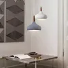Nordic Wood Wendant Lights Kolny aluminiowy odcień E27 Lampy wiszące do jadalni Oprawa oświetlenia domu