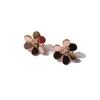 Haute finition or rose trèfle à trois feuilles fleurs six pétales boucles d'oreilles pour femmes boucles d'oreilles bijoux de mode enlish serrure 1 6cm326F