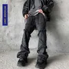 Uncledonjmヒップホップフレアジーンズ男性服ワイドレッグジーンズストリートウェアブラックゴス服ジーンズ男性Z69 211103