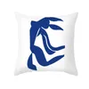 Coussin/oreiller décoratif 2021 nordique Simple Ins bleu abstrait Super doux imprimé rétro Art taie d'oreiller canapé coussin 45x45cm