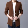 남자 스웨터 봄 니트 카디건 재킷 2021 솔리드 컬러 긴 윈드 브레이커 단일 버튼 캐주얼 비즈니스 스웨터