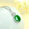 Ciondolo goccia d'acqua di calcedonio naturale verde giada Collana in argento 925 Ciondolo intagliato cinese Gioielli Amuleto di moda Regali per le donne