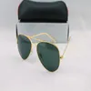 High Quality 10pcs Classic Pilot Sunglasses Designer Brand Mens Womens Sun Glasses Eyewear Gold Metal Green 58mm 62mm Lentes de vidro 3461042