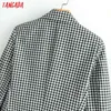 Tangada femmes chic plaid blazer à manches longues arrivée veste bureau dames vêtements décontractés QJ115 211019