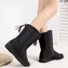 Women Boots Fur Warm Mid-Calf Boots Waterproof Shoes Ladies No-Slip Flat Fashion Female Zapatillas Mujer