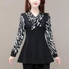 Blusas femininas Camisas Chegada Primavera 2021 Roupas de moda coreana Mulheres Casual Plus Size L-5XL gravata borboleta Imprimir Leopardo elegante peplum longo