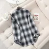 HSA Moda Kobiety Plaid Koszula Chic Sprawdzona Bluzka Z Długim Rękawem Kobieta Dorywczo Druku Koszulki Luźne Bawełniane Topy Blusas Spring 210430