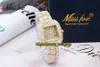 MISSFOX 2021 eternity v287 wypoczynek Fashion Lady Zegarki Złoto CZ Diamenty Wkładka Dial Mechanizm kwarcowy Zegarek damski Koperta ze stopu Pół diamentu Two Tone Bransoletka