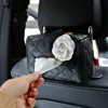 Perle Kamelie Blume Sitz Zurück Hängen Tissue Box Halter Kristall Leder Papier Turm Organizer Auto Styling Zubehör