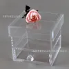 Rose blomma förvaringslåda med lock akryl transparent smink arrangör kosmetisk fodral hållare för valentins dag bröllop presentförpackning