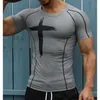 Mannen Sneldrogende Fitness Tees Outdoor Sport Lopen Klimmen Korte Mouwen Panty Bodybuilding Tops Gym Trein Compressie T-shirts 220312