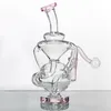 Bong in vetro con collo piegato spesso da 6,3 pollici Pipa da fumo trasparente Cute Recycler Olio in vetro Dab Rigs Percolatore Tubi dell'acqua Giunto femmina con accessori per ciotola rosa da 10 mm