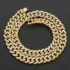 13 mm Miami Cuban Link Łańcuch Złoty Srebrny Kolor Naszyjnik dla kobiet mrożony kryształowy naszyjnik z kryształowego rhinestone Hip Hop Jewlery 312W