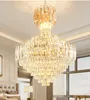 LED Moderne Gouden Kristallen Kroonluchters Europese Amerikaanse K9 Kristallen Kroonluchter Verlichting Armatuur Grote Luxe Shining Droplight Huis Binnenverlichting