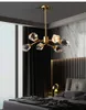 Nowoczesny złoty żyrandol do salonu jadalnia diamentowy kształt oświetlenia LED Mosiądz Miedź Stojak Wiszący Lampa