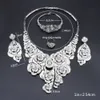 Dubai Bridal Sieraden Sets Bloem Crystal Verklaring Ketting Oorbel Bangle Mode Bedel Afrikaanse Bruiloft Nigeria Sieraden Set H1022