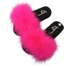 Summer Slides Sandals Fashion Ostrich Feathers Slippers Beach Sweet Pantufa 2021 Fur Flip Flops Casual Flats Shoes Woman Soft H1122