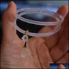 Bangle Bransoletki Biżuteria Pair Natural White Chalcedon Jade Bransoletka Agata dla kobiet Drop Dostawa 2021 C7BQJ