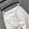 Nefis kadın Büyük Boy Beyaz Siyah Haki Pantolon Elastik Bel Yüksek Manşetleri Kot Rahat Harem S-5XL 210629