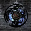 Väggklockor Dragon Art Clock Batteridriven Modern Design Record med LED-lampa Hem Vardagsrum Dekoration