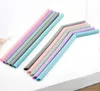 200 pièces paille à boire en Silicone multicolore pailles réutilisables pliées droites maison barre accessoire tube