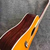 La chitarra elettrica acustica della pittura gialla dreadnought dell'abete rosso su ordinazione accetta l'OEM della chitarra, dell'amplificatore, del pedale, ecc