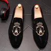 Nieuwe gouden kristal handgemaakte mannen schoenen Loafers mode lederen slippers heren feest en trouwjurk schoenheren flats