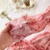 Ly Varey LIN осень женская винтажная сладкая шифоновая рукава слоеного рукава цветочные печати V-образным вырезом одна кнопка установленная талия леди платья 210526