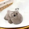 Luxury Keychain Real Mink Fur Animal Cartoon Hippo Doll Accessories For Girl's Gift Women Charm Bag Holder Pendant Chains 2020