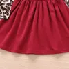 Przyjazd Jesień I Winter Baby / Toddler Girl Leopard Drukuj Splice Bell Rękawy Dress Odzież dla dzieci dla 210528