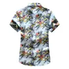 M-7XL夏のファッションメンズシャツカジュアルな花の印刷半袖シャツプラスサイズボタンダウンハワイアンシャツ男性210528