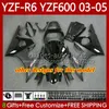 YAMAHA YZF-R6 YZF R 6 600 CC YZF600 YZFR6 03 04 05 Vücut 95NO.11 YZF R6 600CC 2003 2004 2005 Cowcycle YZF-600 03-05 Motosiklet Üstyapı Kiti Parlak Siyah