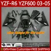 Fairings de OEM para Yamaha YZF-R6 YZF R 6 600 CC YZF600 YZFR6 03 04 05 Corpo 95NO.82 YZF R6 600CC 2003 2004 2005 Cowling YZF-600 03-05 Motocicleta Bodywork Kit Factory Blue BLK