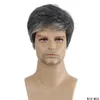 メンズ合成ウィッグブラックホワイトミックスカラーPerruques de Cheveux humentsシミュレーション人間の髪のかつらWig-M26