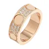 2021 titanium steel silver rose gold full zircon love band ring men and women screw pattern jewelry couple wedding gift228O