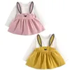 Winter Autumn Baby Girl Dresses Girls Long Sleeve Dress Cute Rabbit Print Princess Vestidos Suits Q0716