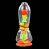 Vatten Rökning Rör glas Bongs Straight Hookah Bong Silikon Slang Foghöjd 7.4 "Vaxbrännare