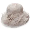 Färgblomma stickade hatt kvinnors fascinator brud teparti bröllop hattar för kvinnor elegant resor cap brim elob22