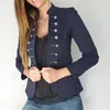 Kobiety Solidne kolory Podwójne Breasted Blazers Office Slim Krótki garnitur 2021 Wiosna Jesień Nowy Moda Multi Button Blazer Plus Size X0721