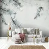 Beibehang Custom wallpaper 3d photo mural papel de parede Nordic style wall simple and elegant mural blues feather 3d wallpaper