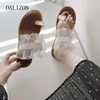 Chinelos Mulheres Moda Flats Sandálias De Cristal Lace Slipper 2021 Sapatos de Verão Feminino Casual Flip Flops Designer