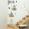 Wholesale Flower Bird Cage Wall Art Stickers TV Background Window Wallpaper Decor Creative Home Decoration Kindergarten Self-Adhesive Cartoon Decal