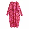 PUWD Oversize Women V Neck Printing Dress Spring-Autumn Fashion Ladies Sweet X Long Loose Female England Style 210427