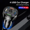4 Port USB Car Charger LED Fast Charging Plug 7a محول شحن الهاتف السريع لجهاز iPhone 12 11 Samsung Xiaomi Huawei في السيارة