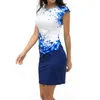 Çin Tarzı Baskı T Gömlek Elbise Artı Boyutu 3XL Yaz Casual Kolsuz Paket Kalça Mini Kalem Elbise Bayanlar Vestido Streetwear 210507