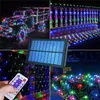 Outdoor Net Mesh Solar String Lights 192 LED 3 * 2 M Christmas Wakacje Lights Curtain Fairy Light Dla Garde Xmas Drzewo Wedding Decor 211104