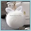 Keychains modetillbehör Fur Pom Keychain Fake Rabbit Ball Key Chain Porte Clef Pompom de Fourrure Pompon Bag Charms Bunny Ke7695338